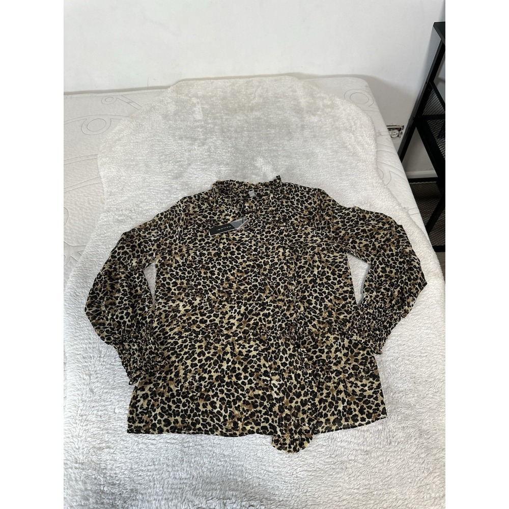New Tahari Women's Jaguar Print Blouse Size Small Shirt Top NWT